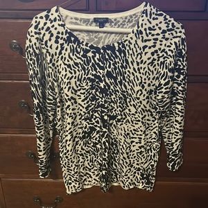 Talbots black and cream leopard cardigan